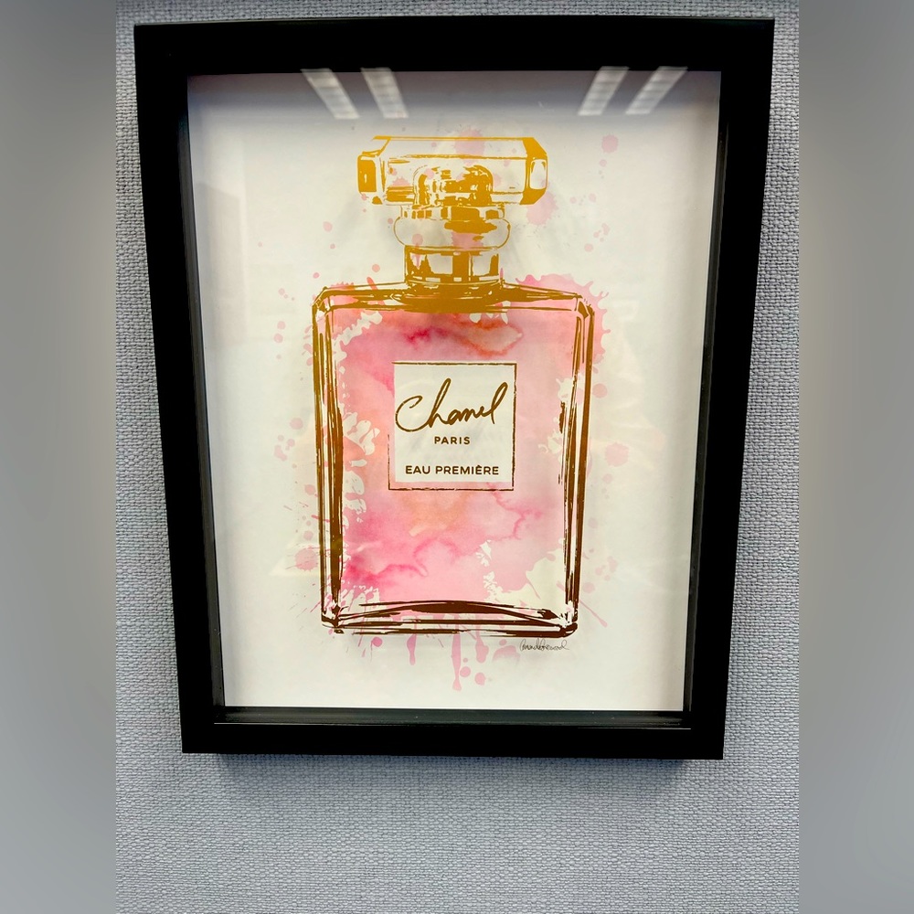 Chanel Framed  glass Art, Pink